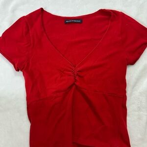 Red V-Neck Top by Brandy Melville
